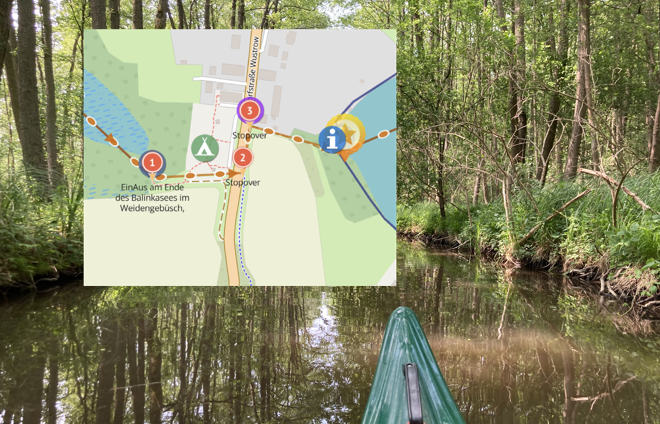 Route mit Portage über Land planen